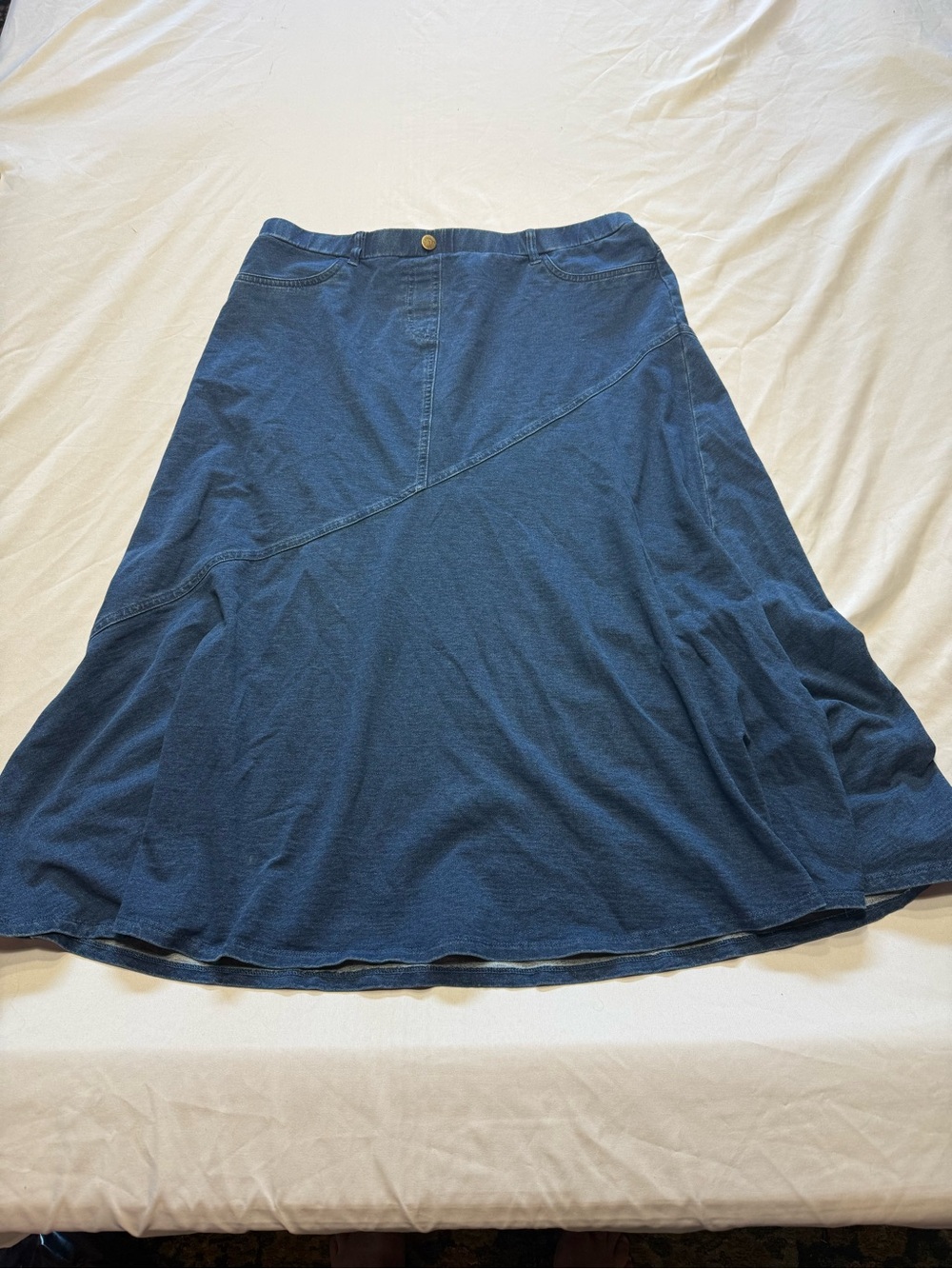 Women's Denim-Style Maxi Skirt in Deep Blue